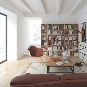 Bibliothèque composable avec fond, décor chêne bardolino naturel