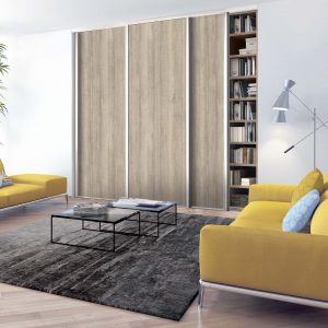 Porte de placard Diamant argent brillant, décor chêne authentique gris