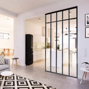 Verrière loft integra, 5 partitions, noir mat, vitre feuilletée claire