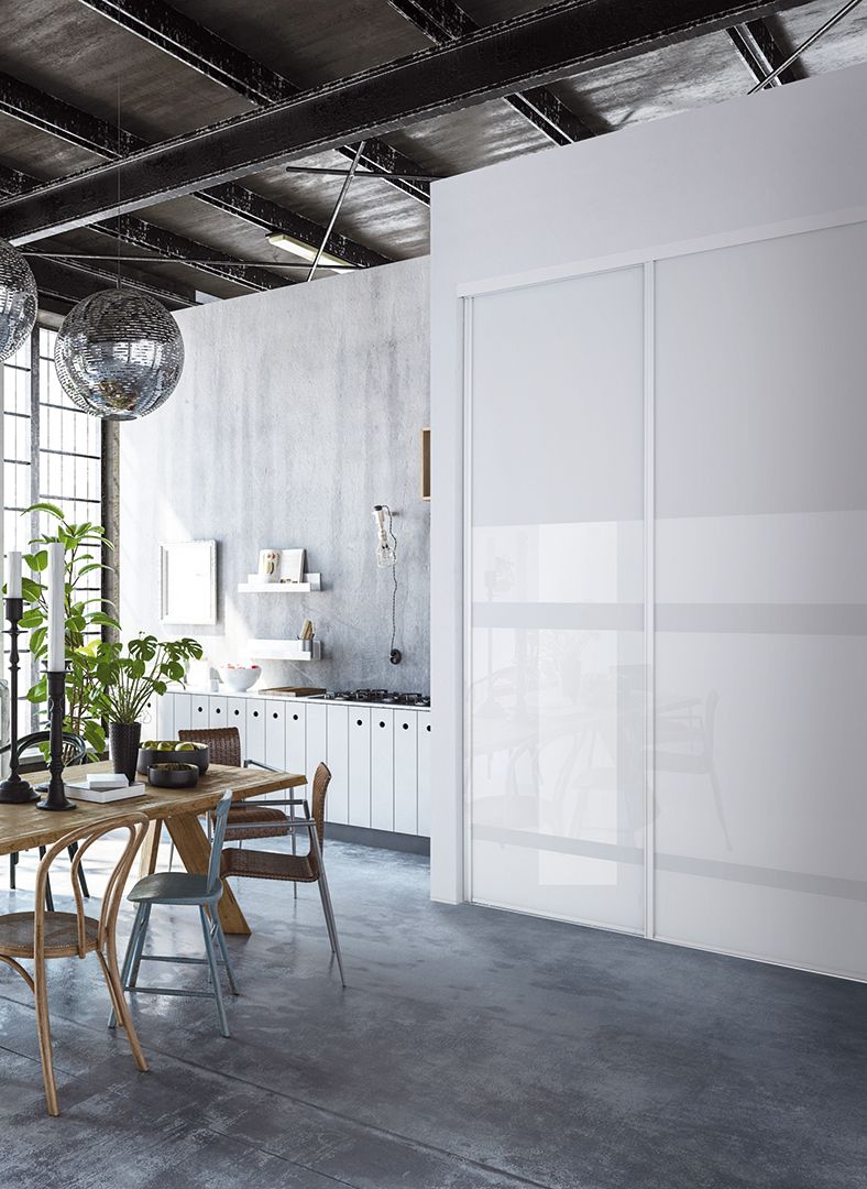 Portes de placard salle à manger /cuisine Diamant blanc mat, modèle exclusif intense blanc