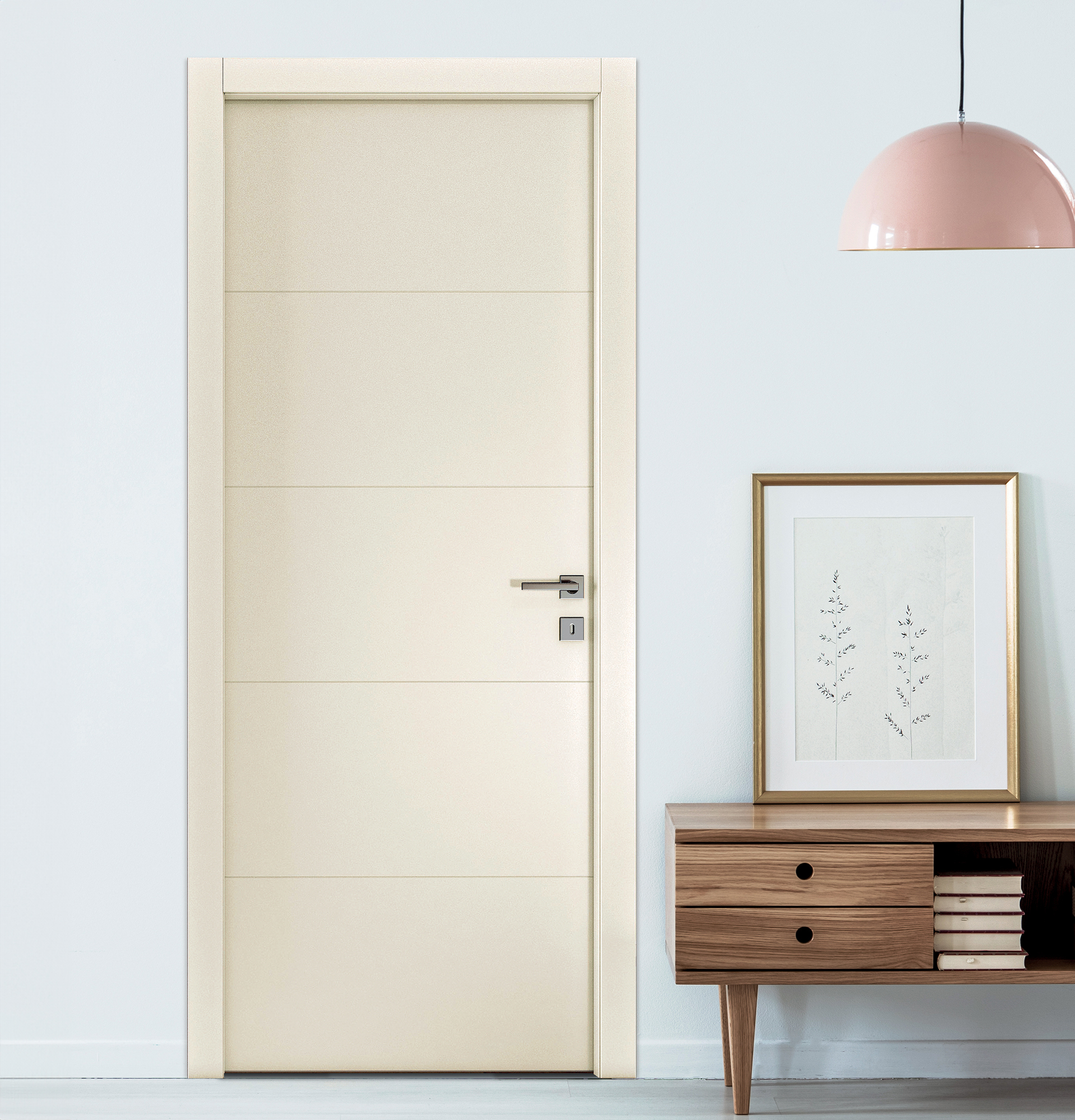 Bloc-porte modèle Riga Perugia, laqué Crema