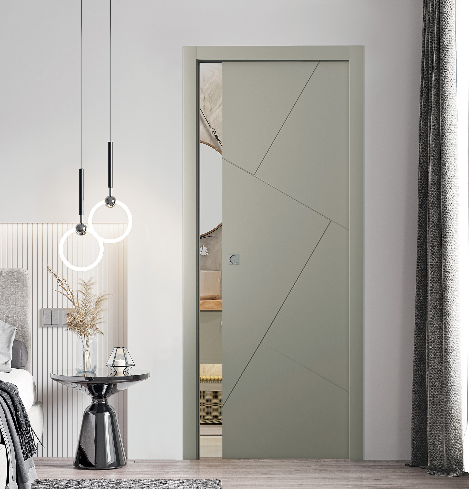 Porte coulissante, modèle Riga Milano, laquée Canapa