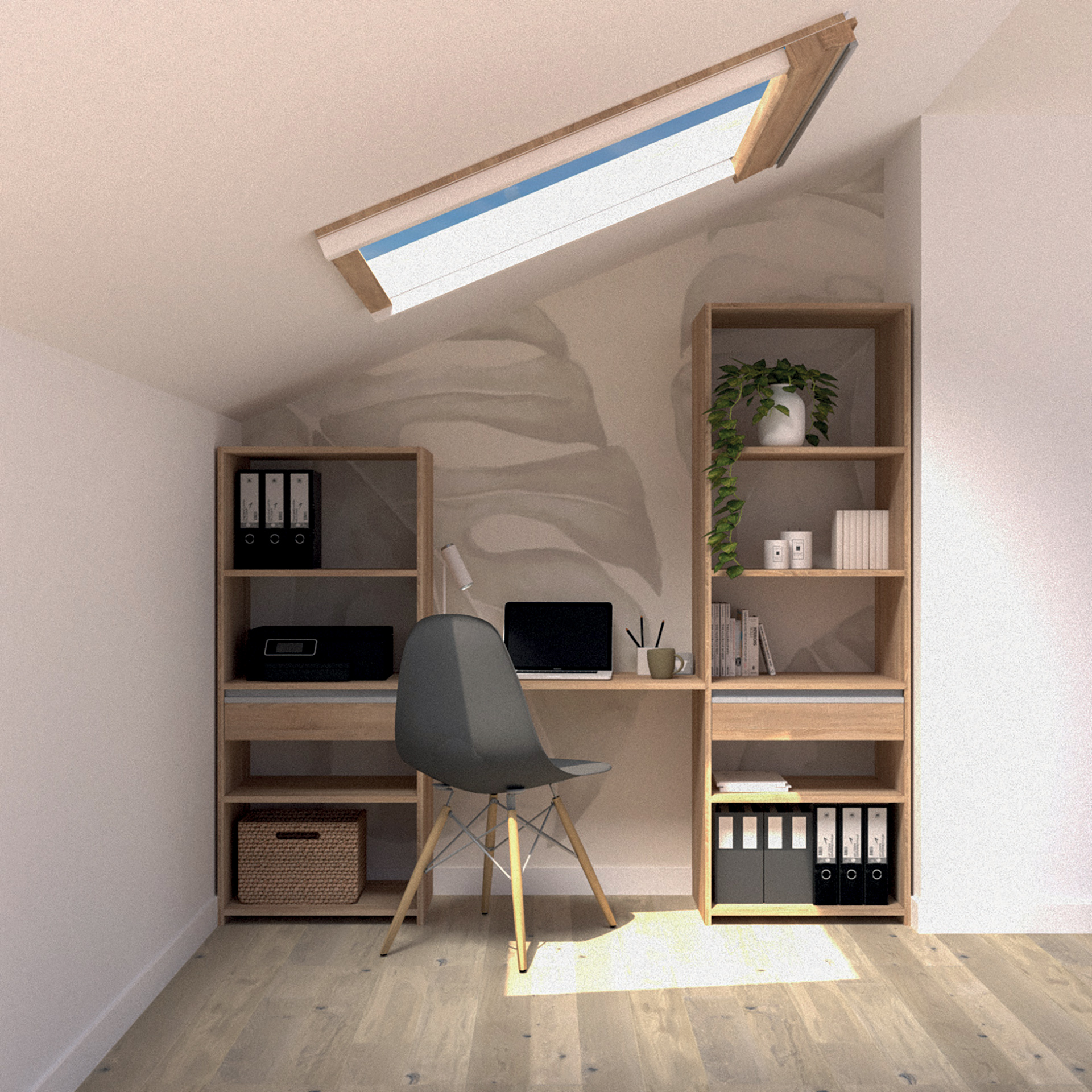 Bureau modulaire, décor chêne bardolino naturel