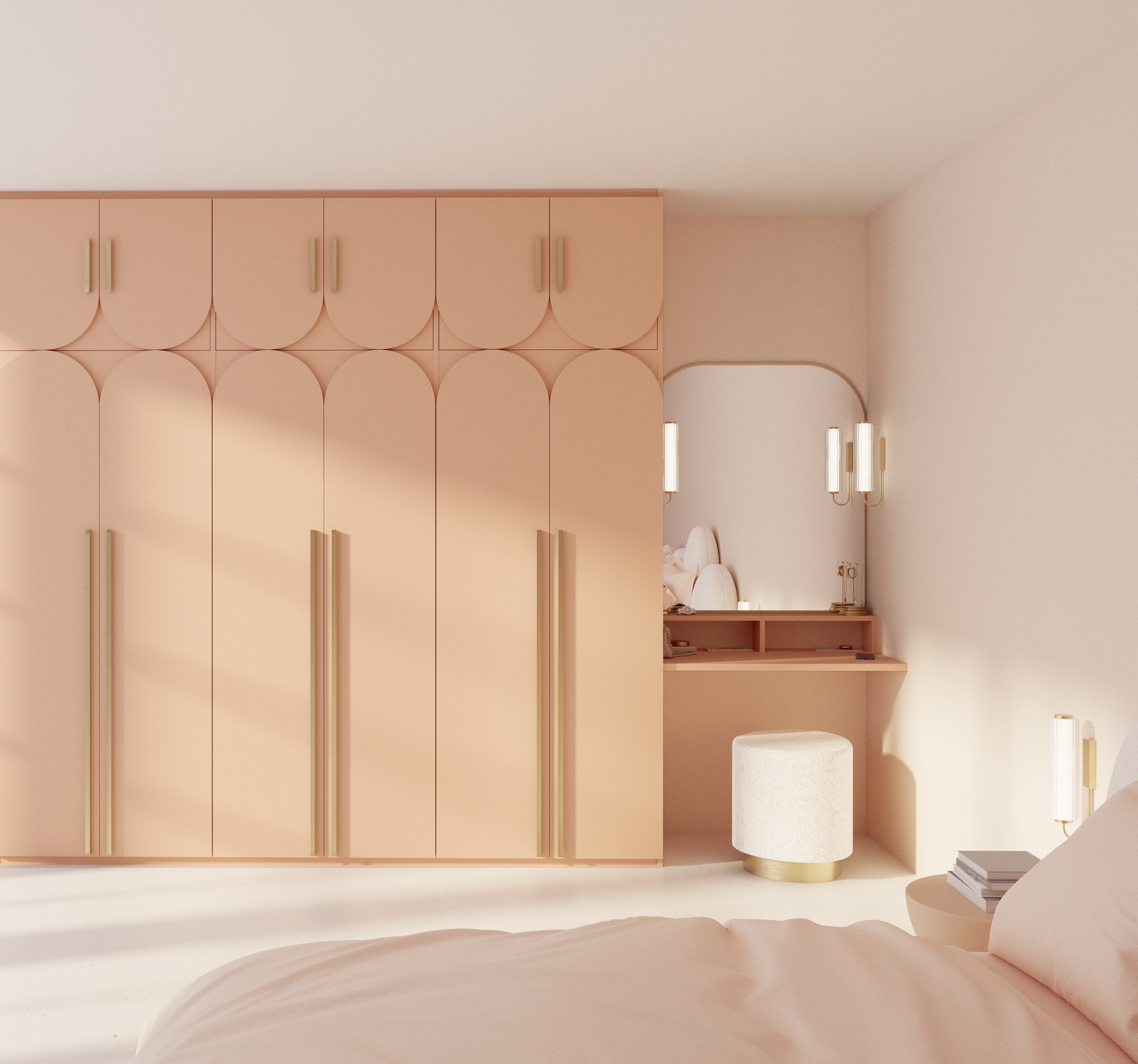 Dressing portes arrondies décor abricot